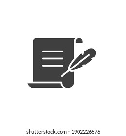 History, writing icon. Solid style for web template and app. Simple thin line, poetry, book concept, education, vector illustration design on white background. EPS 10