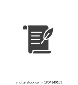 History, writing icon. Solid style for web template and app. Simple thin line, poetry, book concept, education, vector illustration design on white background. EPS 10