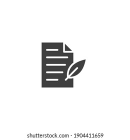 Historial, icono de escritura. Estilo sólido para la plantilla web y la aplicación. Línea delgada simple, poesía, concepto de libro, educación, diseño de ilustración vectorial sobre fondo blanco. EPS 10