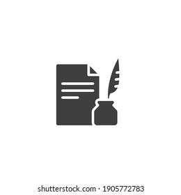History, writing icon. Solid style for web template and app. Simple thin line, poetry, book concept, education, vector illustration design on white background. EPS 10