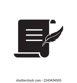Historial, icono de escritura. Estilo sólido para la plantilla web y la aplicación. Línea delgada simple, poesía, concepto de libro, educación, diseño de ilustración vectorial sobre fondo blanco. EPS 10