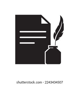 History, writing icon. Solid style for web template and app. Simple thin line, poetry, book concept, education, vector illustration design on white background. EPS 10