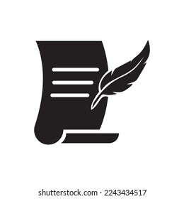 Historial, icono de escritura. Estilo sólido para la plantilla web y la aplicación. Línea delgada simple, poesía, concepto de libro, educación, diseño de ilustración vectorial sobre fondo blanco. EPS 10