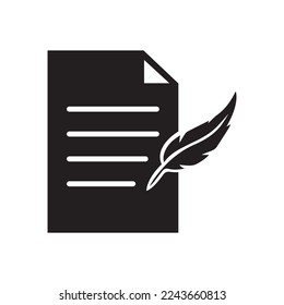 History, writing icon. Solid style for web template and app. Simple thin line, poetry, book concept, education, vector illustration design on white background. EPS 10