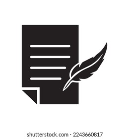 History, writing icon. Solid style for web template and app. Simple thin line, poetry, book concept, education, vector illustration design on white background. EPS 10