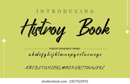 Histroy Book brush stroke handwritten alphabet vector sans serif font design