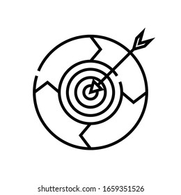 Hit the aim line icon, concept sign, outline vector illustration, linear symbol.