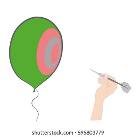 Hit the balloon with a dart. vector illustration.