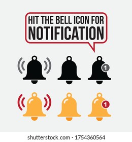 Hit the bell icon for notification flat vector illustration.