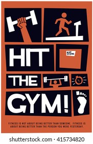 Hit The Gym! (Motivational Gym Poster Vector Illustration)
