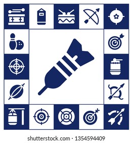 hit icon set. 17 filled hit icons.  Collection Of - Drum, Bowling, Target, Dart, Punching bag, Archery