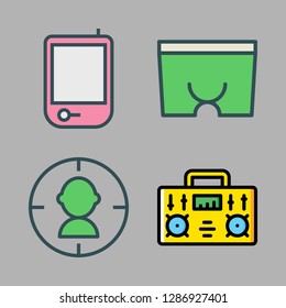 hit icon set. vector set about radio, boxer and target icons set.