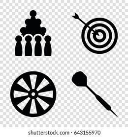 Hit icons set. set of 4 hit filled icons such as target, dart
