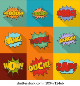 Hit icons set. flat set of 9 hit vector icons for web isolated on white background