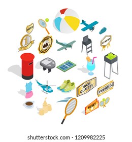 Hit icons set. Isometric set of 25 hit vector icons for web isolated on white background