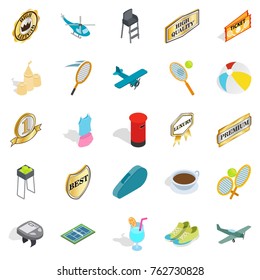 Hit icons set. Isometric set of 25 hit vector icons for web isolated on white background