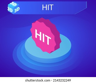 Hit isometric design icon. Vector web illustration. 3d colorful concept