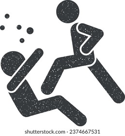 Hit kick men kink icon vector illustration in stamp style
