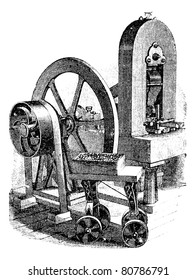 Hit machine, vintage engraved illustration. Trousset encyclopedia (1886 - 1891).