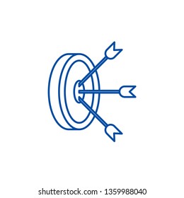 Hit the mark line icon concept. Hit the mark flat  vector symbol, sign, outline illustration.