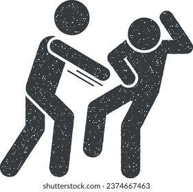 Hit men stomach icon vector illustration in stamp style