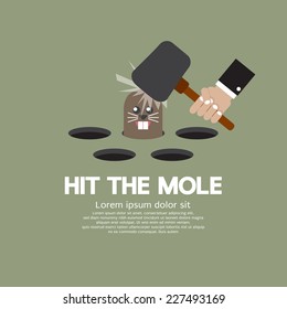 Hit The Mole Fun Game Vector Illustration