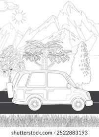 Hit the mountain road with this car coloring page! Kids can add vibrant colors to their adventure while exploring a scenic journey.