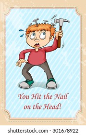 Hit the nail on the head idiom illustration