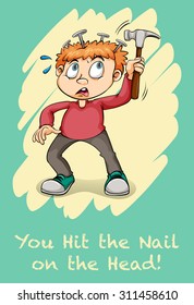 Hit the nail on the head illustration