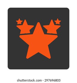 Hit parade icon from Award Buttons OverColor Set. Icon style is orange and gray colors, flat rounded square button, white background.