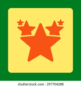 Hit parade icon from Award Buttons OverColor Set. Icon style is orange and yellow colors, flat rounded square button, green background.
