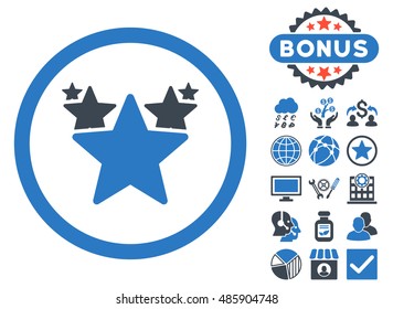 Hit Parade icon with bonus design elements. Vector illustration style is flat iconic bicolor symbols, smooth blue colors, white background.