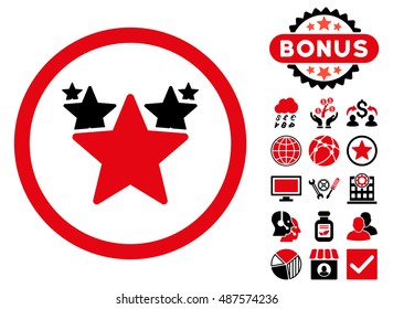 Hit Parade icon with bonus images. Vector illustration style is flat iconic bicolor symbols, intensive red and black colors, white background.