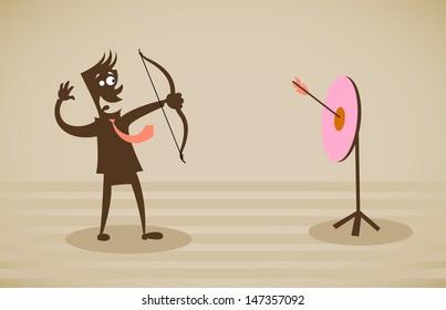 Hit the target. Vector illustration on a background