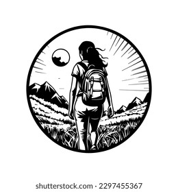 Golpee los senderos con nuestro atrevido diseño de logotipo de senderismo. Esta dinámica ilustración es perfecta para marcas al aire libre y relacionadas con la naturaleza.