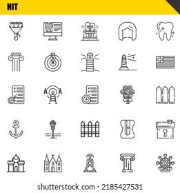 conjunto de iconos de la línea vectorial. ramo, castillo y planeamiento de Iconos. Diseño delgado de línea. Elementos gráficos de contorno modernos, símbolos de trazo simple ilustración de fondo