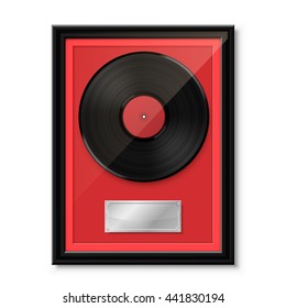 Hit vinyl in frame on wall, Collection disc, template design element, Vector illustration
