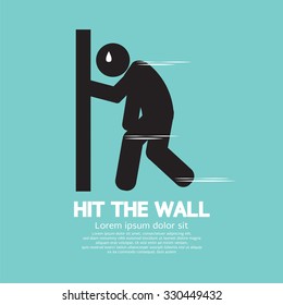 Hit The Wall, Run Out Of Energy Runner Vector Illustration