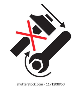 Don’t hit a wrench with a hammer. Vector illustration.