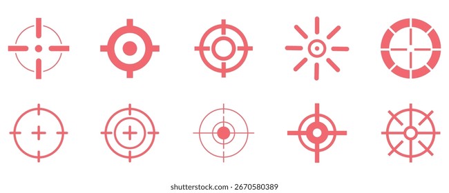 Golpea a tu objetivo con esta colección de puntos de mira únicos, perfecto para el diseño de juegos y materiales de marketing.
