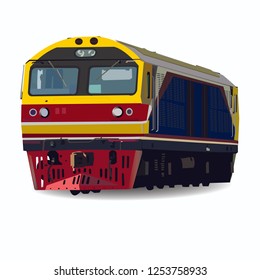 Hitachi Desel Electric Locomotive vector on White Background vector , Train in thailand