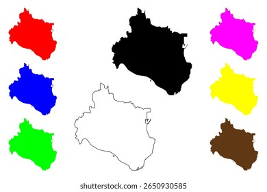 Cidade de Hitachinaka (Japão, Nihon-koku ou Nippon-koku, região de Kanto) mapa ilustração vetorial, esboço de rabisco mapa de Hitachinaka-shi