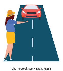 Hitch hiking illustration vector 