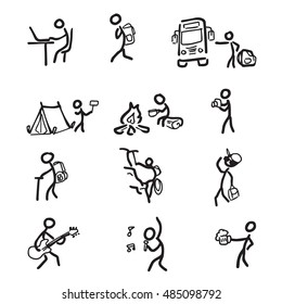 Hitchhike adventure trip pictogram cartoon drawing