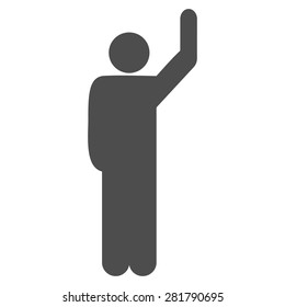 Hitchhike icon from Man Poses Set. Style: monochrome gray icons, rounded corners, white background.