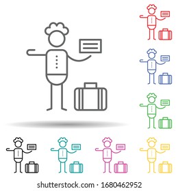 Hitchhiker multi color set icon. Simple thin line, outline of travel icons for ui and ux, website or mobile application