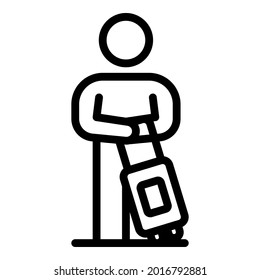 Hitchhiking boy icon. Outline hitchhiking boy vector icon for web design isolated on white background