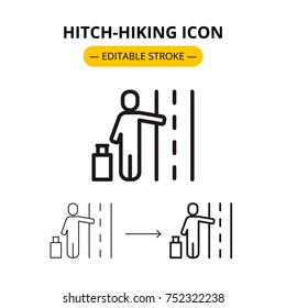 Hitch-hiking icon with editable stroke