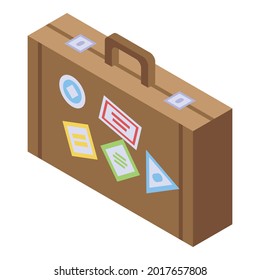 Hitchhiking suitcase icon. Isometric of hitchhiking suitcase vector icon for web design isolated on white background