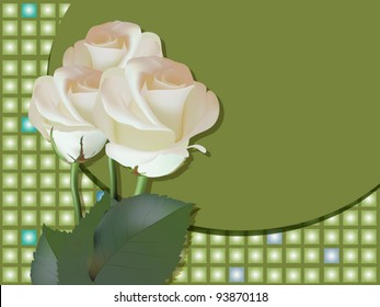 hite roses on a festive background, vector